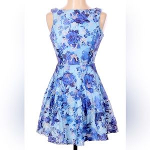 Speechless blue floral casual mini dress